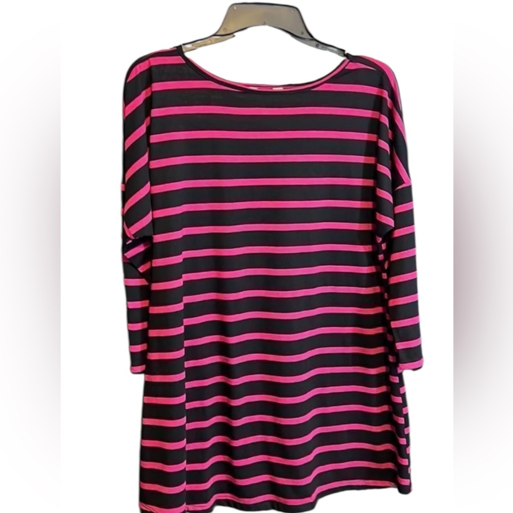 Three Seasons Maternity Striped Purple and Black Tunic Size Large
